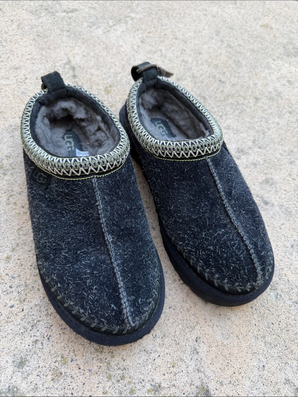 UGG Tasman Biarritz Women's Black Suede Wool Lined Slipper Size 7